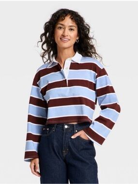 Women's Long Sleeve Button-Down Polo T-Shirt - Universal
Thread Blue Striped